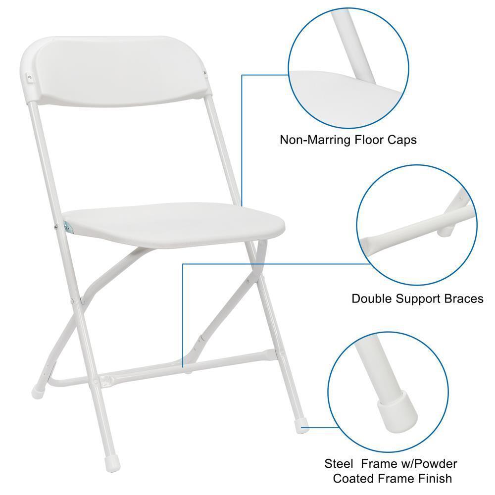 10 Pcs Plastic Folding Chairs Stackable Wedding Party Camping Dining Seats Home