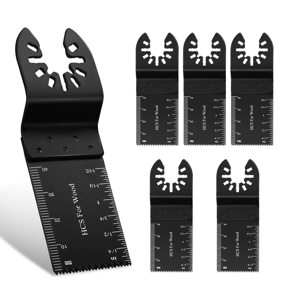 6PCS Oscillating Tool Blades, Universal Wood Multitool, Black