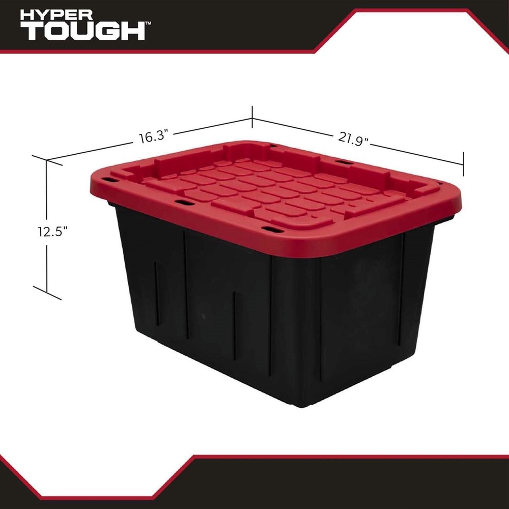 12 Gallon Snap Lid Stackable Plastic Storage Container Bin Box for Home Garage