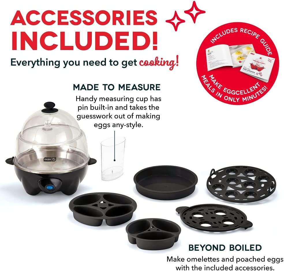 DASH Deluxe Rapid Egg Cooker - 12 Capacity, Multi-Function, Auto Shut Off - Blac