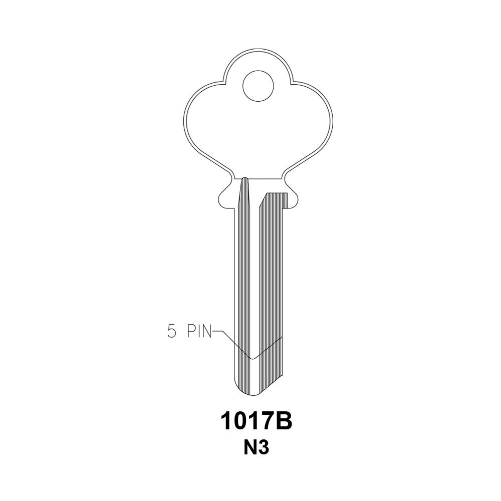 N3 / 1017B Key Blank 5-PIN Nickel