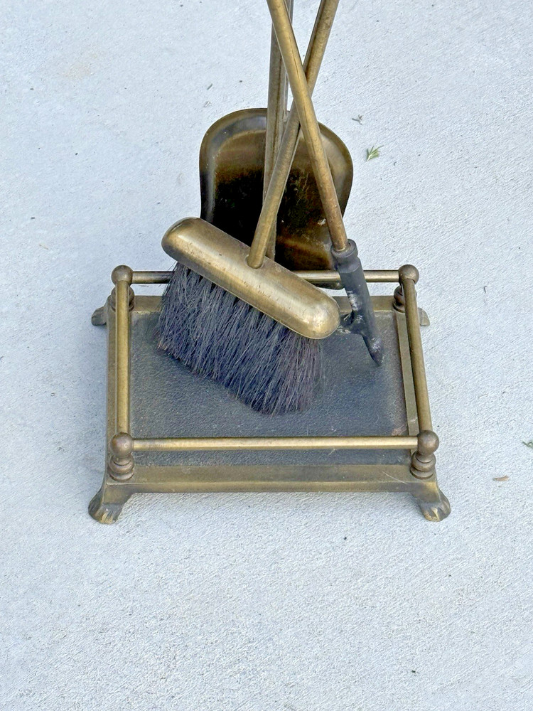Vintage 3 Piece Fireplace Tools Set with Stand
