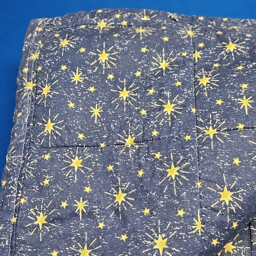 Handmade Patchwork Quilt Blue Star and Angel Pattern Decorative Bedding Blanket