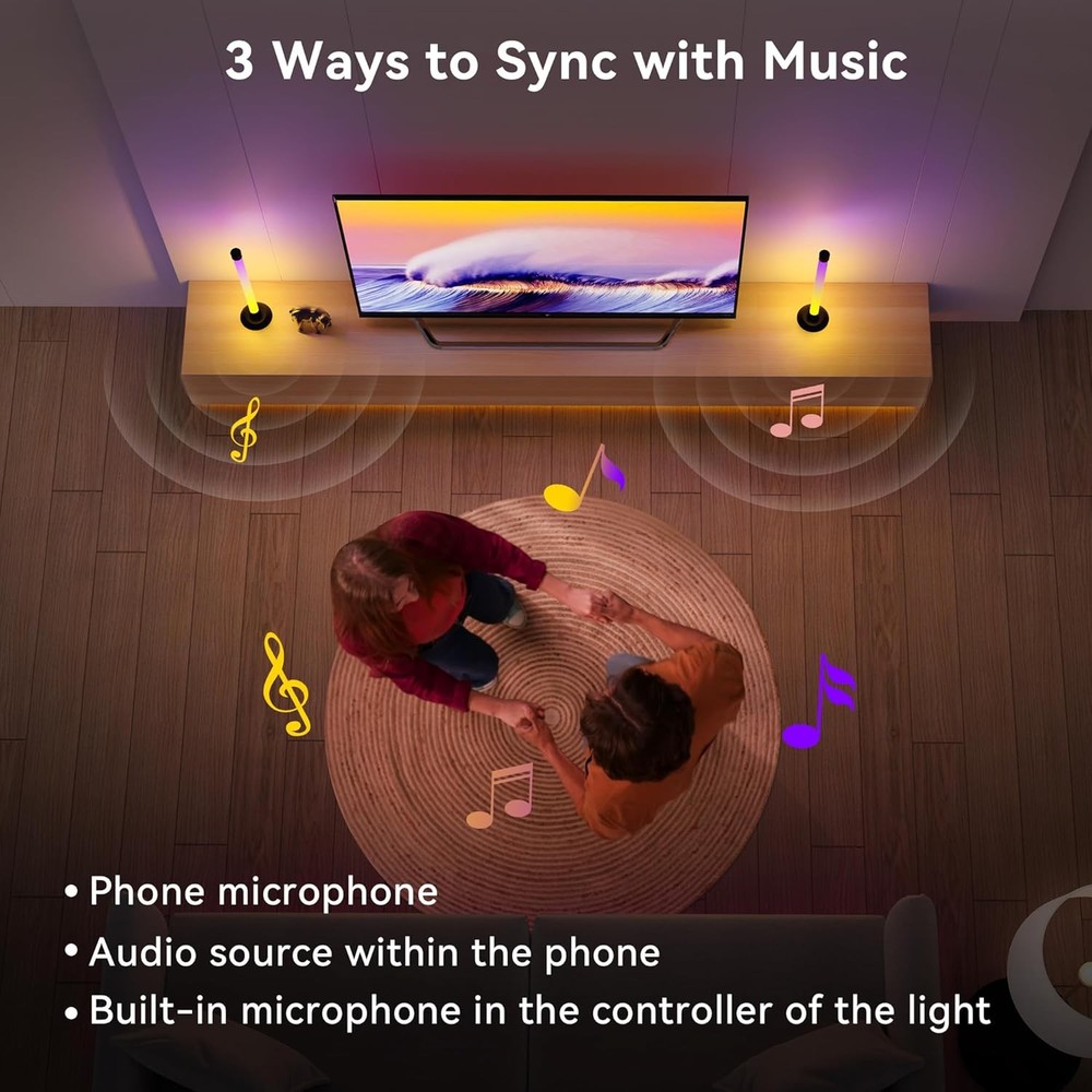 LED Light Bar Music Sync Color Changing TV Backlight App & Remote Control