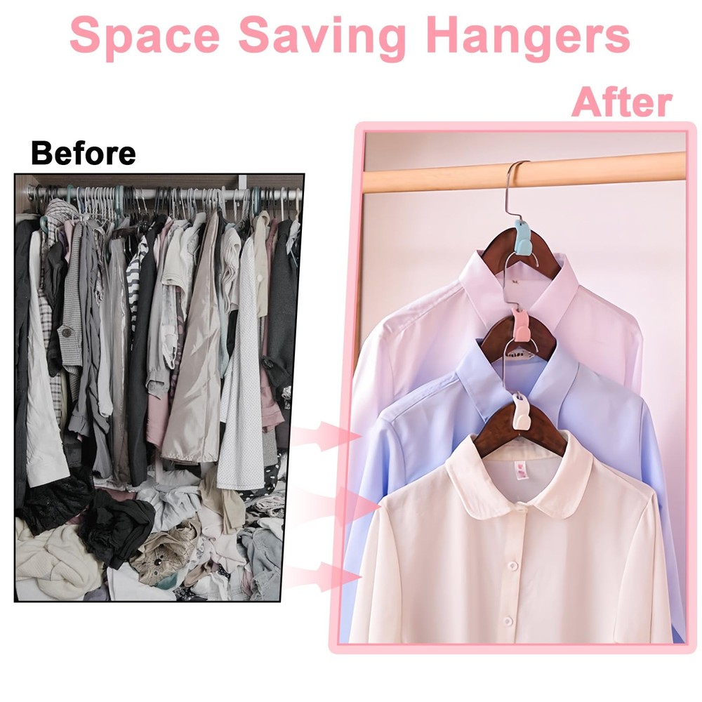 100 PCS Space Saving Hanger - Clothes Hanger Connector Hooks, Stacking Space ...
