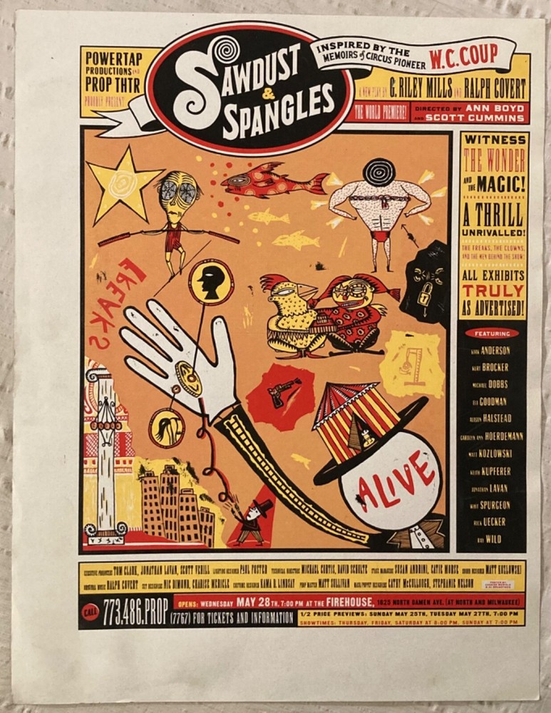 Sawdust & Spangles 2002 Silkscreen Poster Firehouse Wicker Park Slightly Heavy I