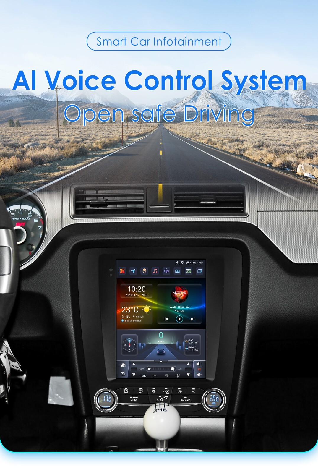 9.7" Tesla Style For Ford Mustang 2010-2014 Car Stereo Radio Android Gps Navi US