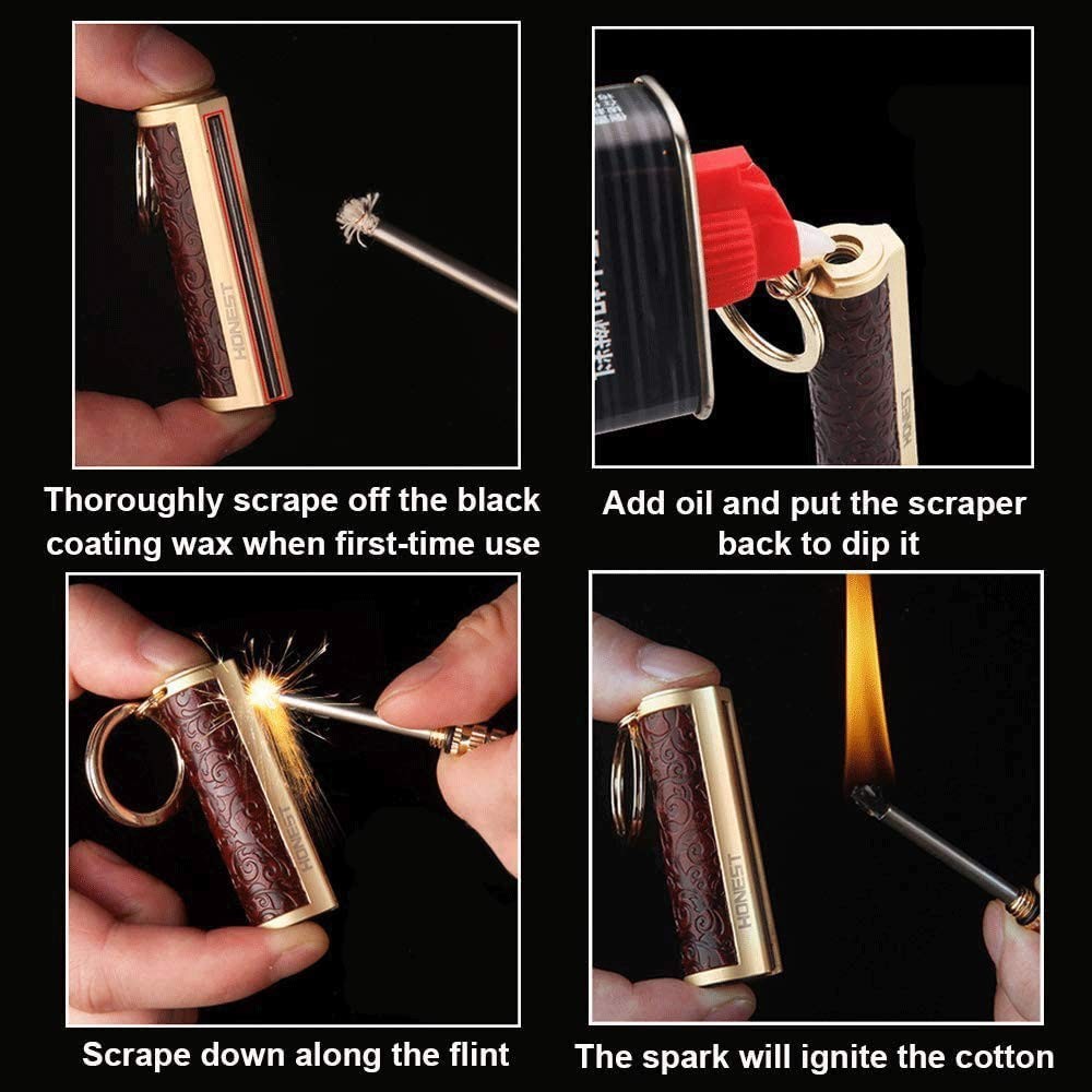 BIASTNR Permanent Match,Keychain Matchstick Fire Starter Medium, Dark Red