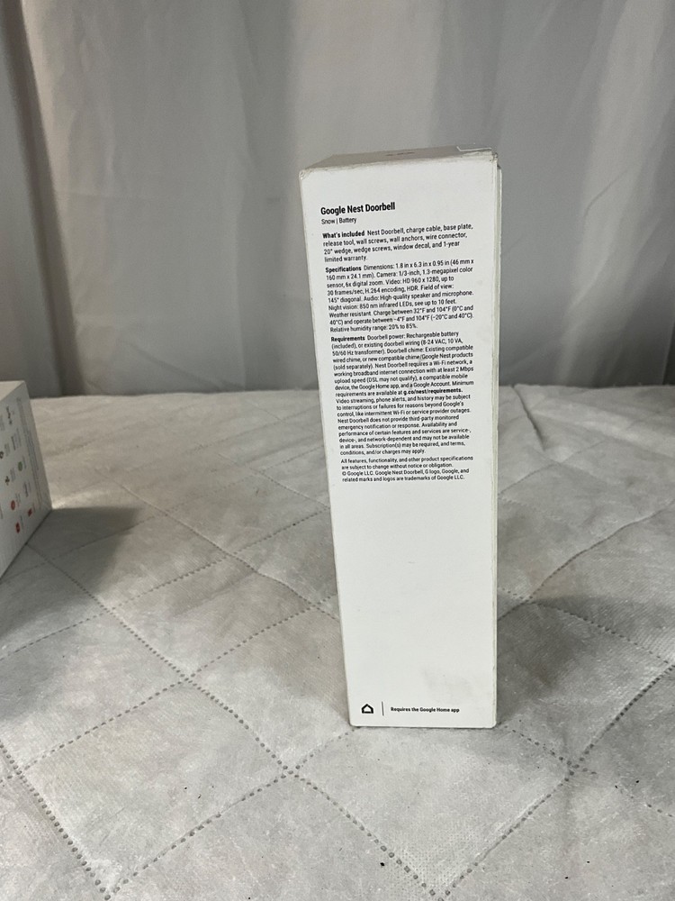 Google Nest Doorbell, Battery - Snow