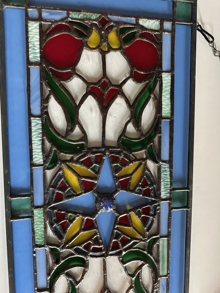Handcrafted Compass Rose Stained Glass Panel