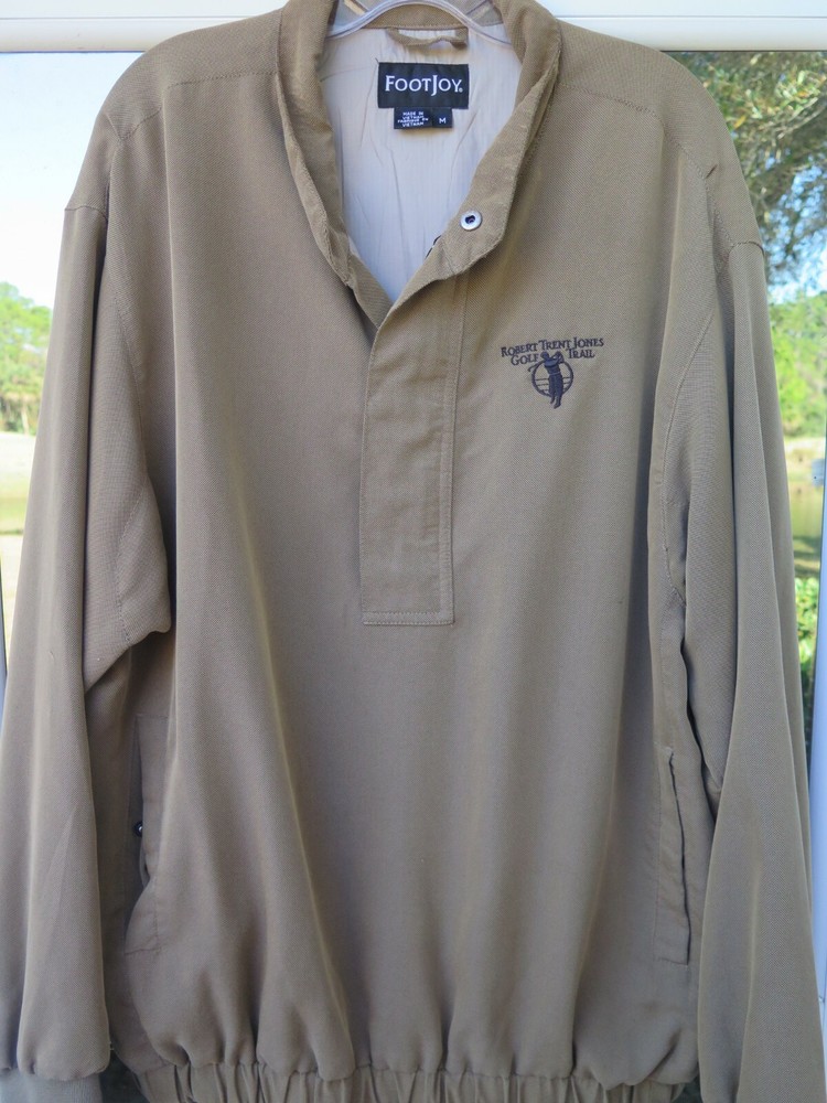 FootJoy Golf Men Rayon Blend Solid Brown Pullover Polo Windbreaker Jacket Medium