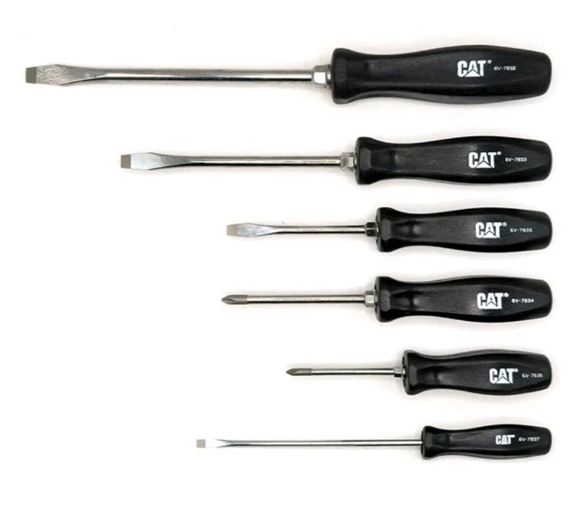 CAT Tools 6pc Hard Handle Screwdriver Set In Pouch - BLACK