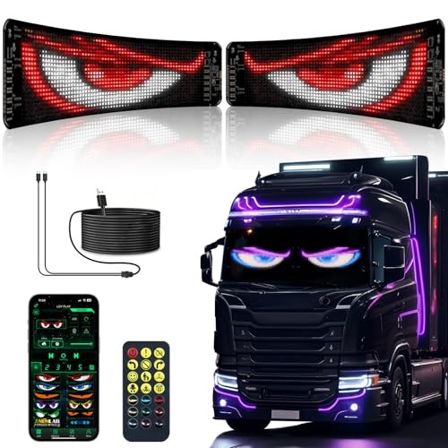 2pcs Devil Eyes Light for Windshield,14“*4”Programmable Flexible LED 14"*4"