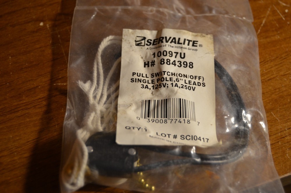 Servalite Pull Switch (On/Off) Single Pole 6" Leads #10097U, 884398