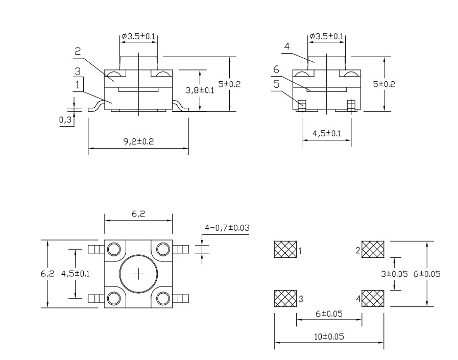 200x SMD micro button 6x6 tactile micro switch push button input button
