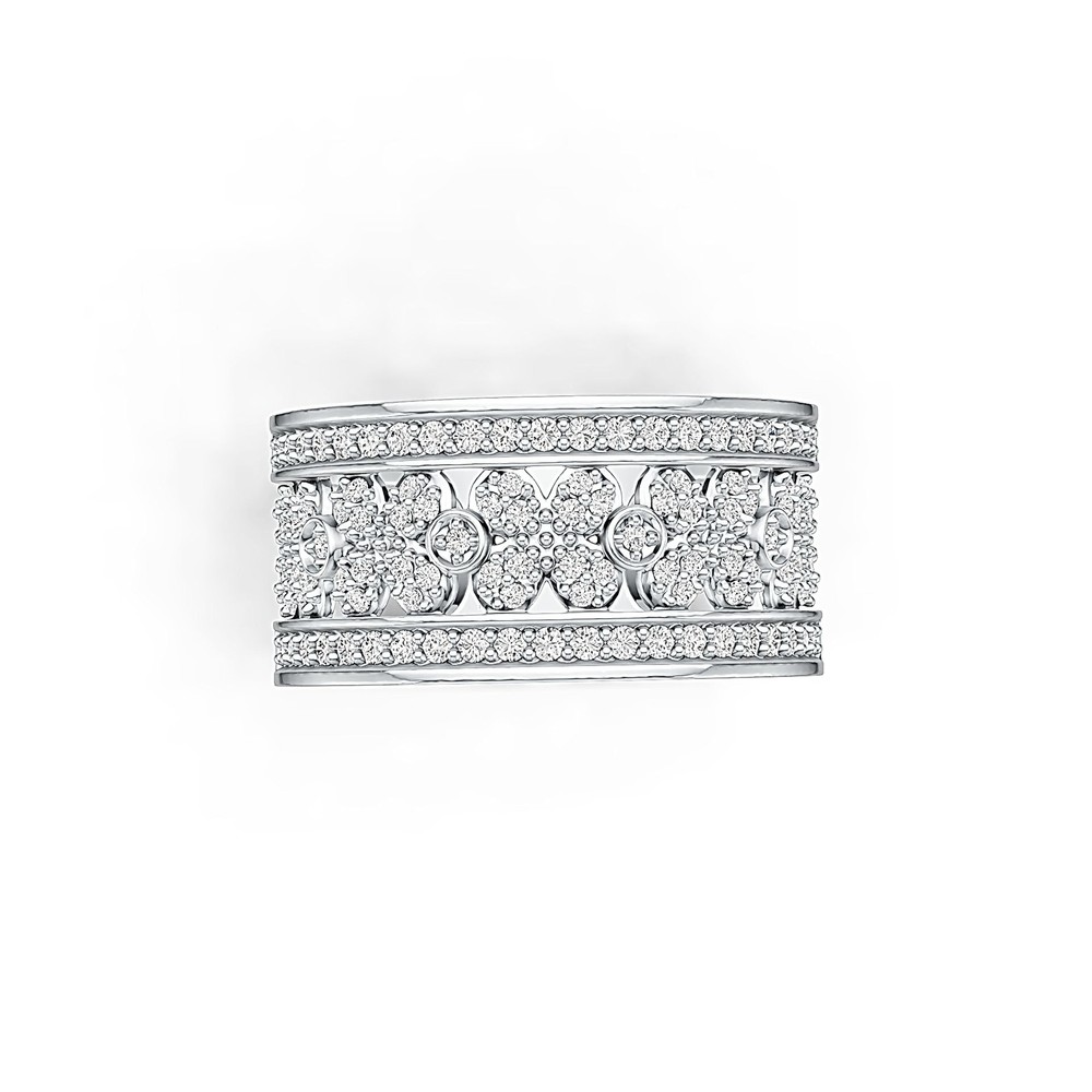 Sterling Silver Ring Multi-Row with White Topaz or Moissanite