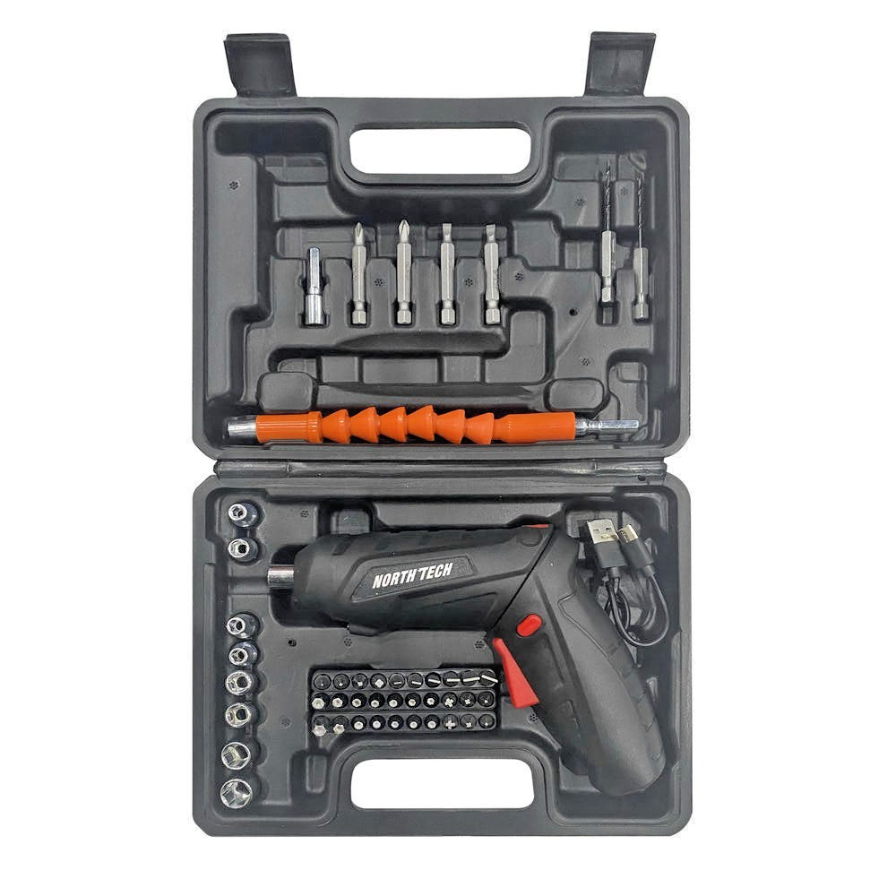 North Tech 3.7V Cordless Screwdriver Tool Socket Set Carrying Case Rechargeable