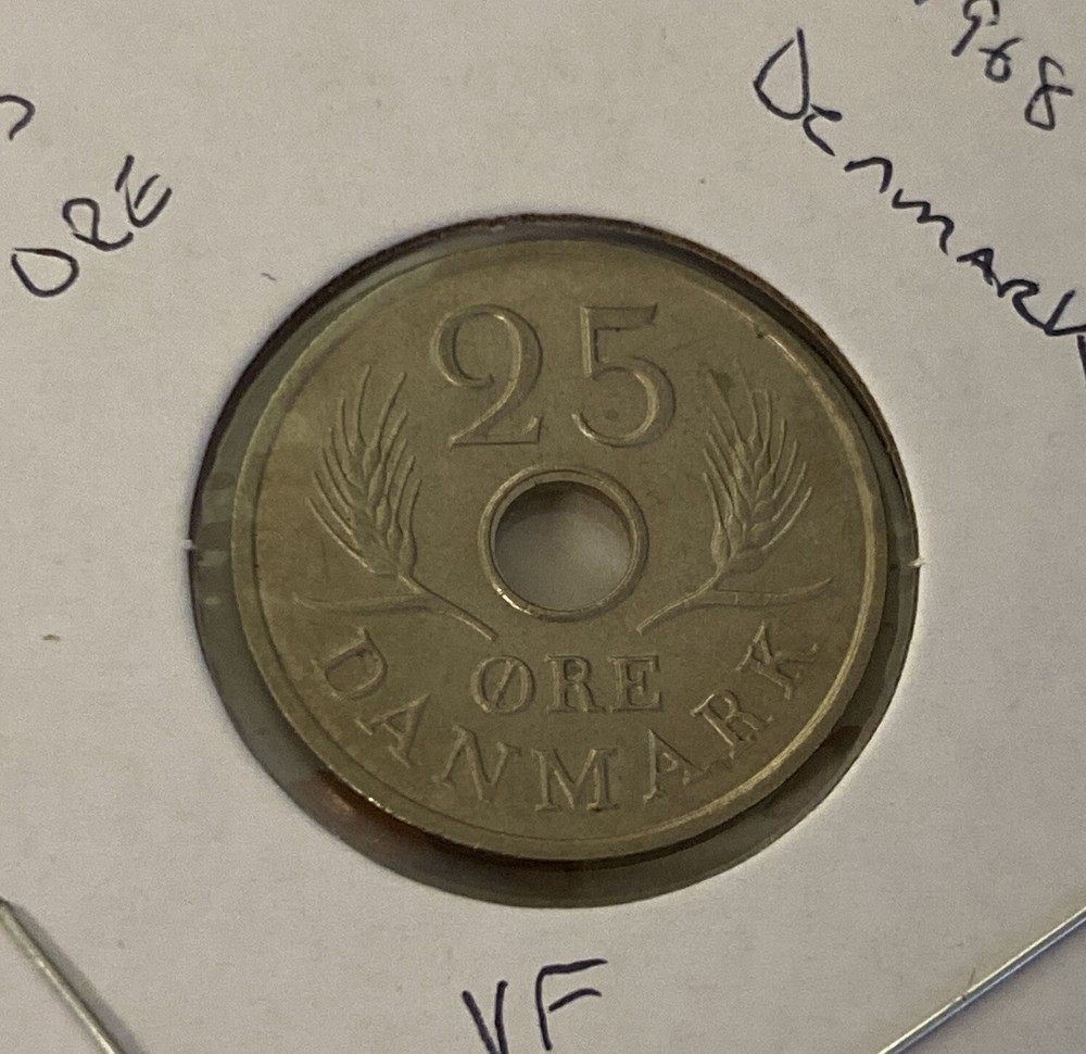 1968 Denmark 25 Ore Coin B16