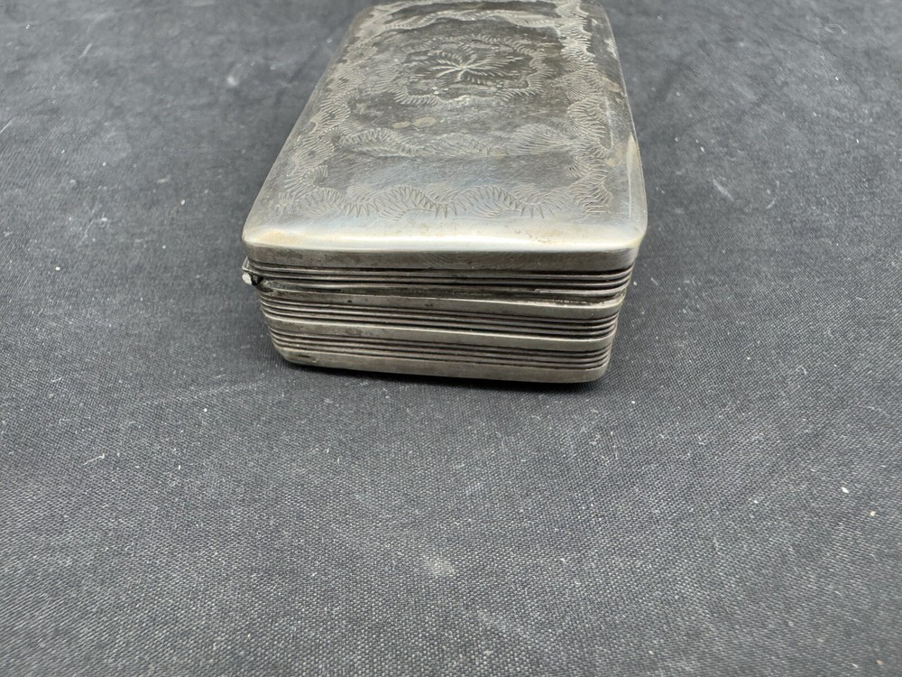 Antique Sterling Silver Hand Engraved Snuff Box