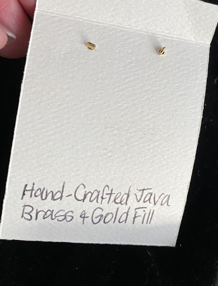 NWT Drop Earrings hand crafted java brass & Gold Fill 2”