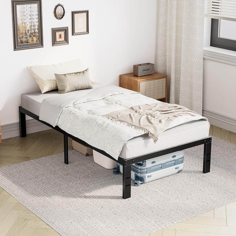 Metal Twin Bed Frame Platform No Box Spring Storage Easy Assembly Durable New