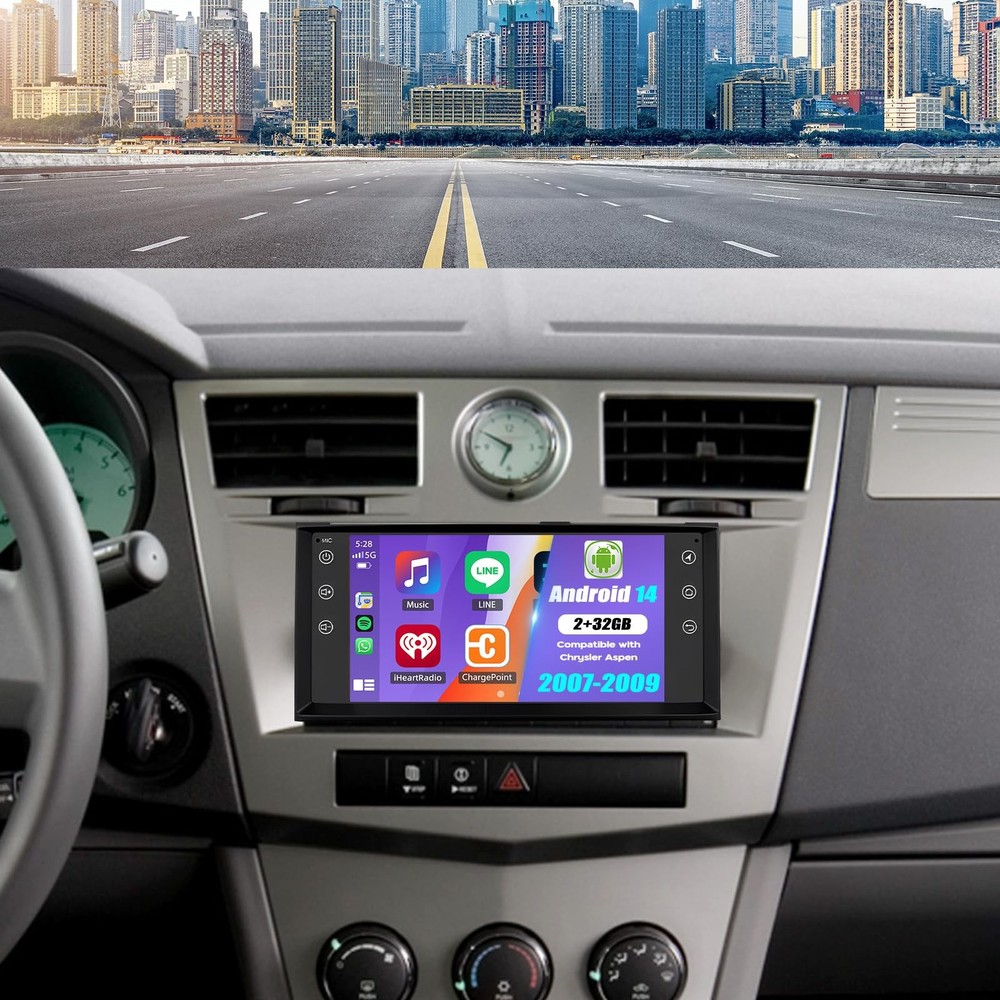 Android 14 Double Din Car Stereo 7" Touchscreen Wireless Carplay Android Auto