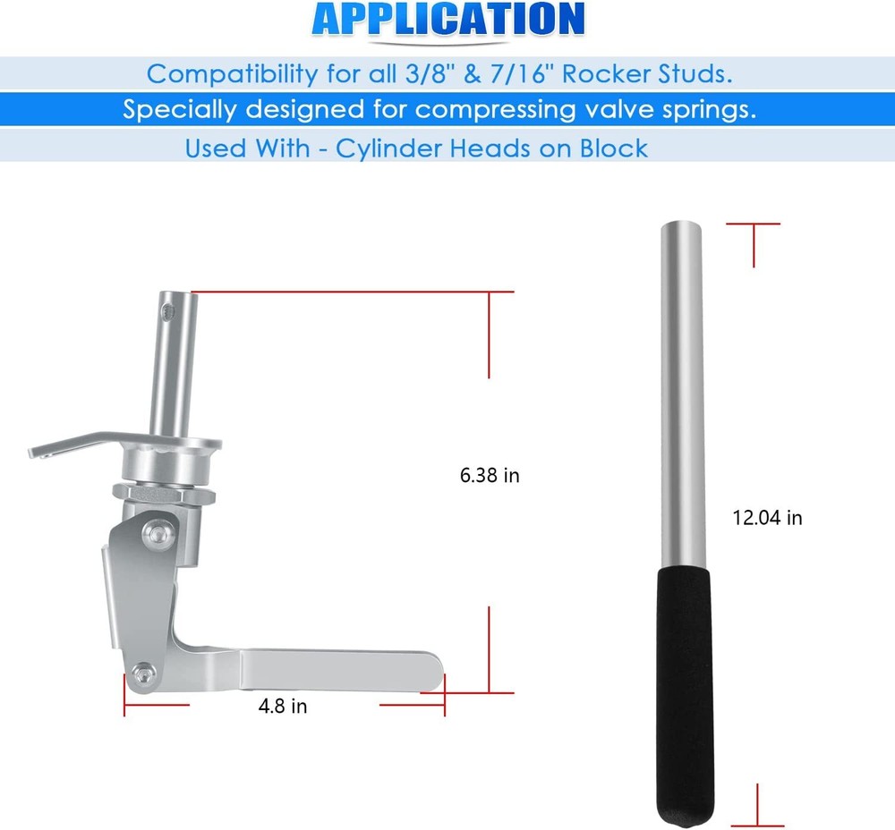 For all 3/8" & 7/16" Rocker Studs 66784 Stud Mount Valve Spring Compressor Tool