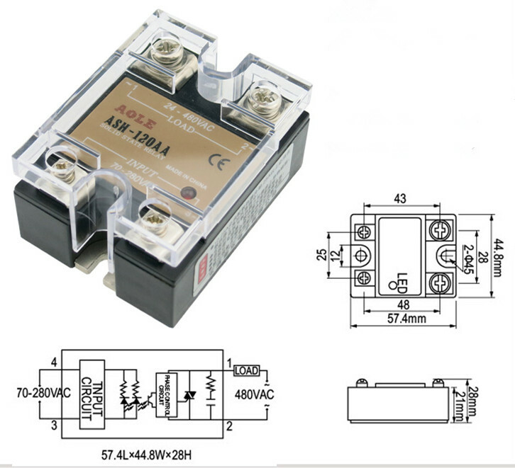 120A single-phase thyristor solid state relay ASH-120AA AC-AC