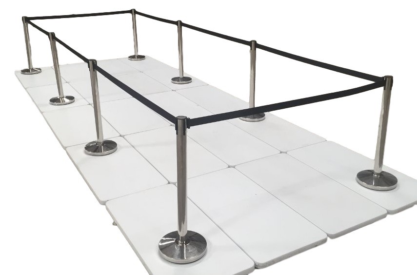 (4) Pack of Retractable Crowd Control Barrier Posts / Stanchions 6'6" Strap
