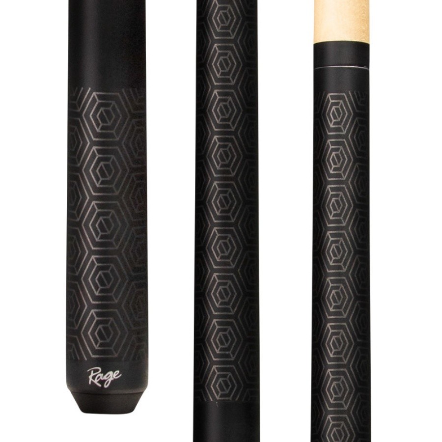 Rage RG113 Two-Piece Billiards Pool Cue Stick Matte Grey with hexagonal design