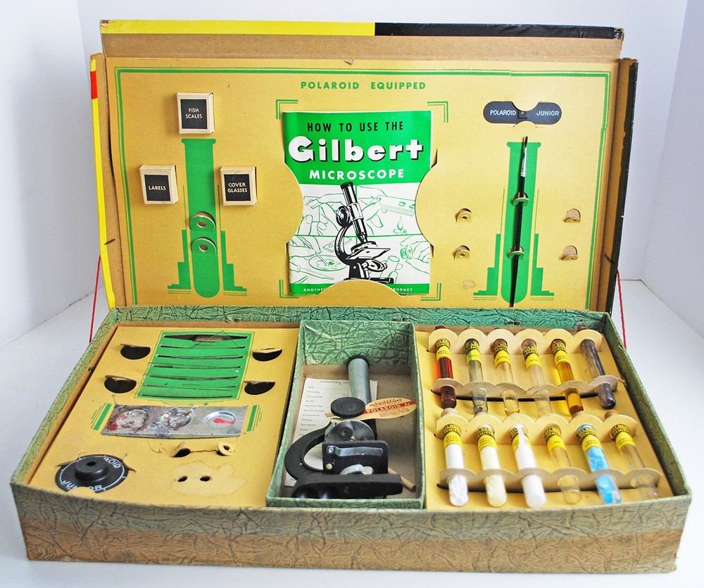 Vintage 1938 Gilbert Microscope Set Polaroid Junior #8