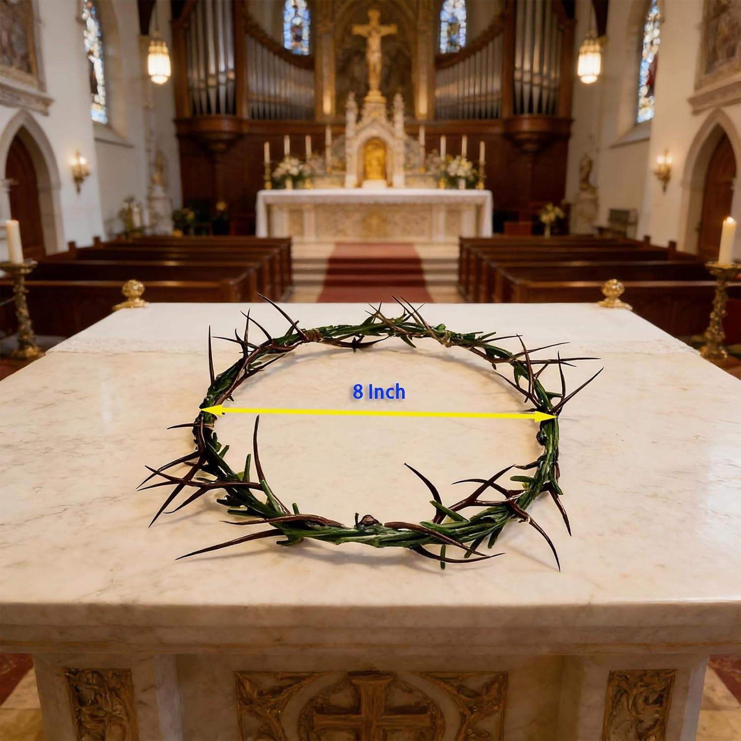 Wearable Crown of Thorns Life Size 8’’ Diameter, Decoration for Home and Church