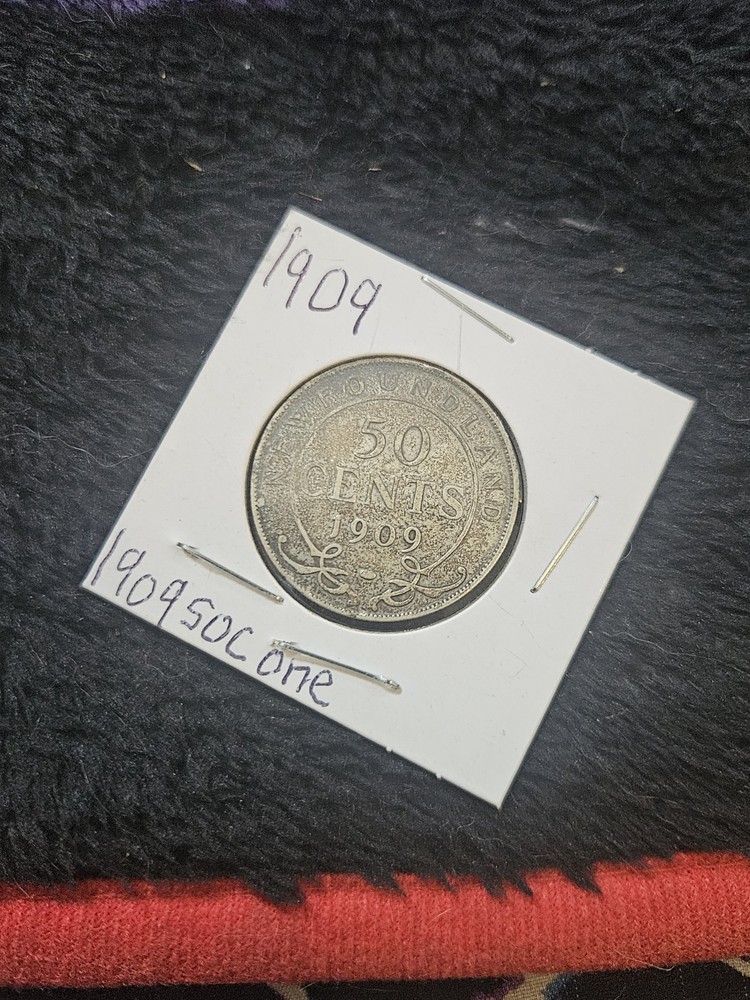 1909 newfoundland 50 cents - 92.5% silver - VG++