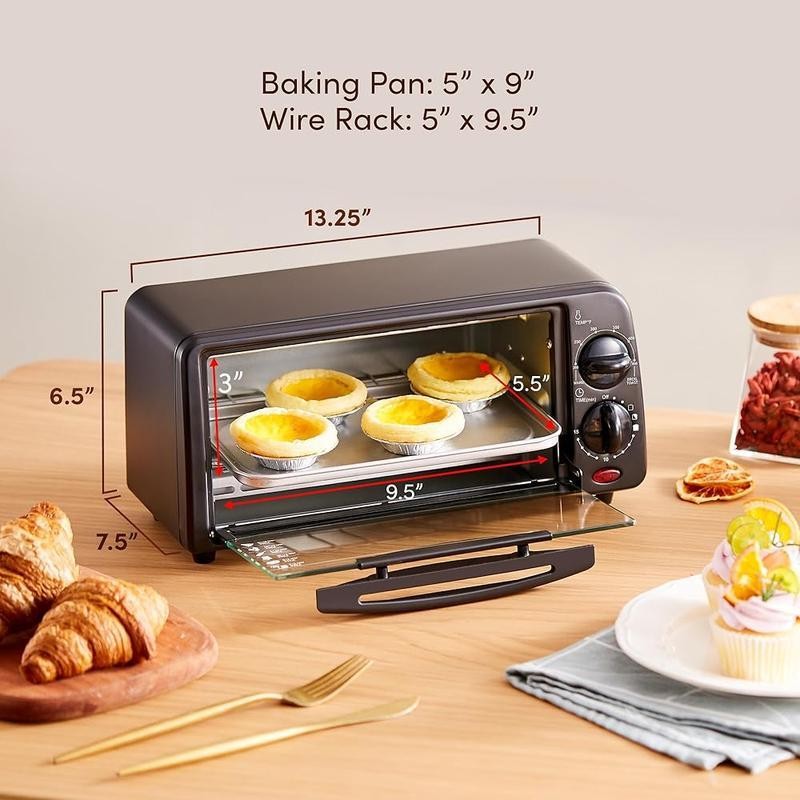 Personal Compact 2 Slice Countertop Toaster Oven with Adjustable Temperature
