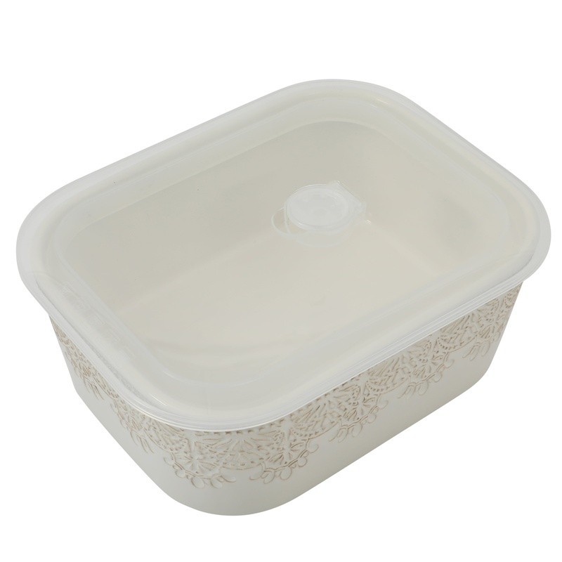Vintage Lace 6-Piece Rectangular Ceramic Bakeware Set W/ Lids Serving Storage US