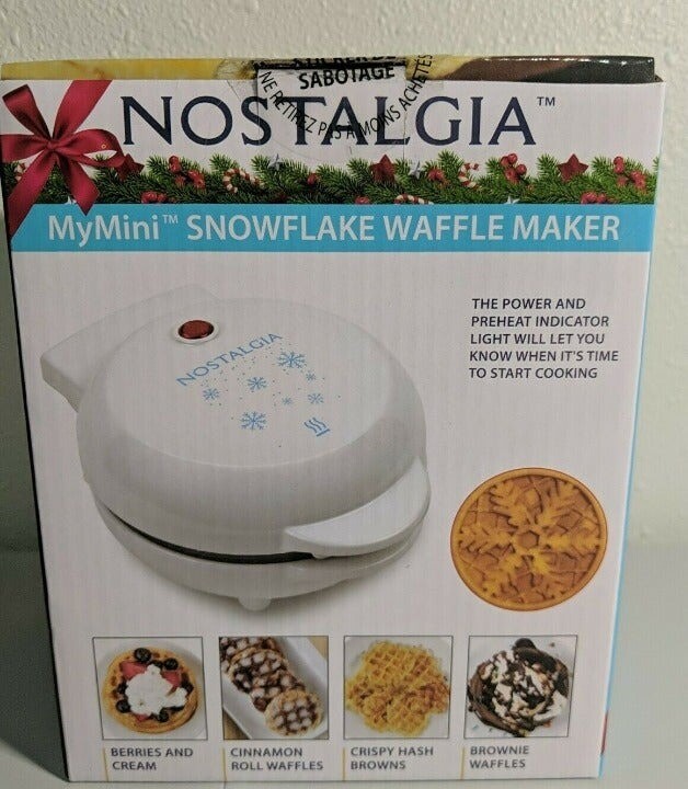 Nostalgia Mini Blue Snowflake Waffle Maker
