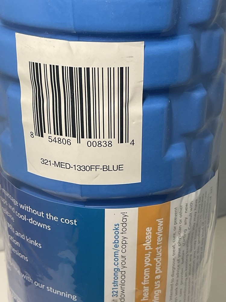 321 Strong Recovery Solid Core Medium Density Foam Roller. Blue. NEW!!