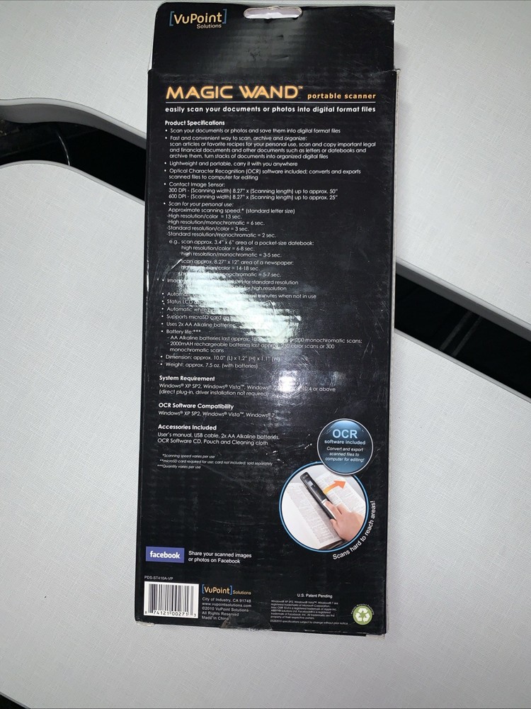 VuPoint Magic Wand PDS-ST410-VP Handheld Scanner