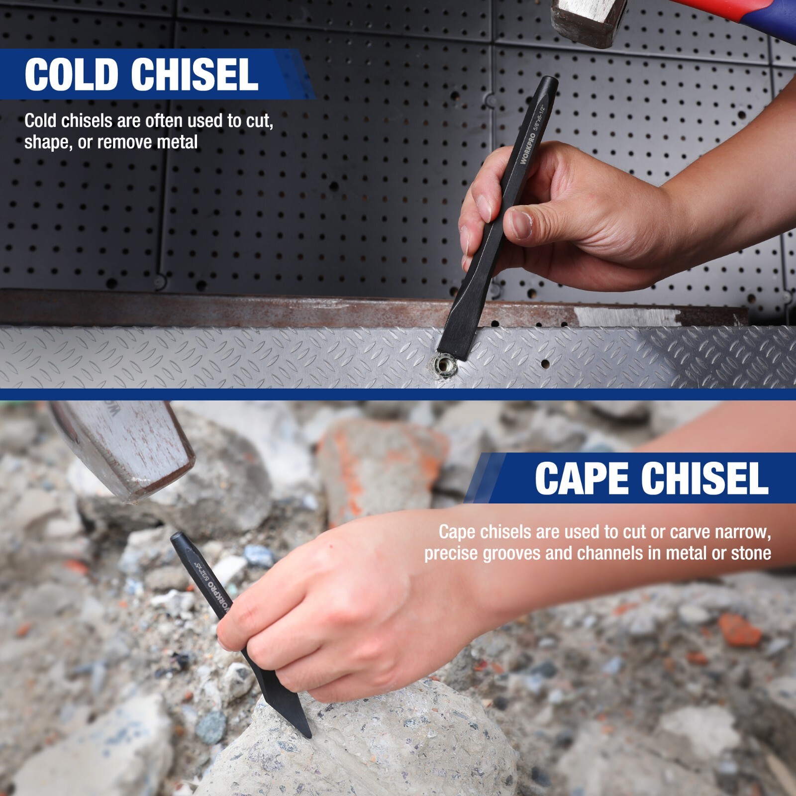 WORKPRO 30-Piece Heavy Duty Punch and Chisel Set with Pouch