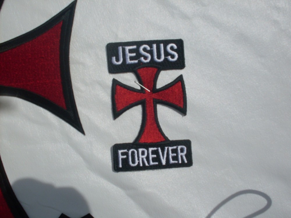 Jesus Patch Forever large 12" patch & small 3" patch embroidered Patches Biker