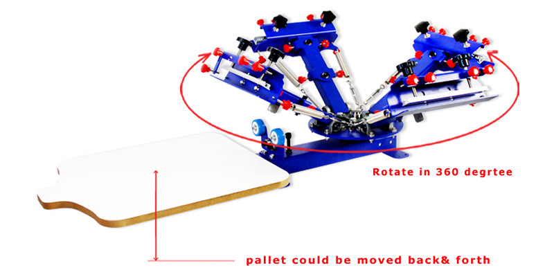 4 Color 1 Station Screen Printing Machine Micro-adjust Press Printer ROTARY