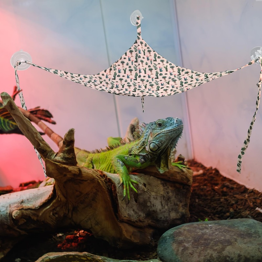 COMSUN 4 Pack Bearded Dragon Hammock with Suction Small, White and Yellow