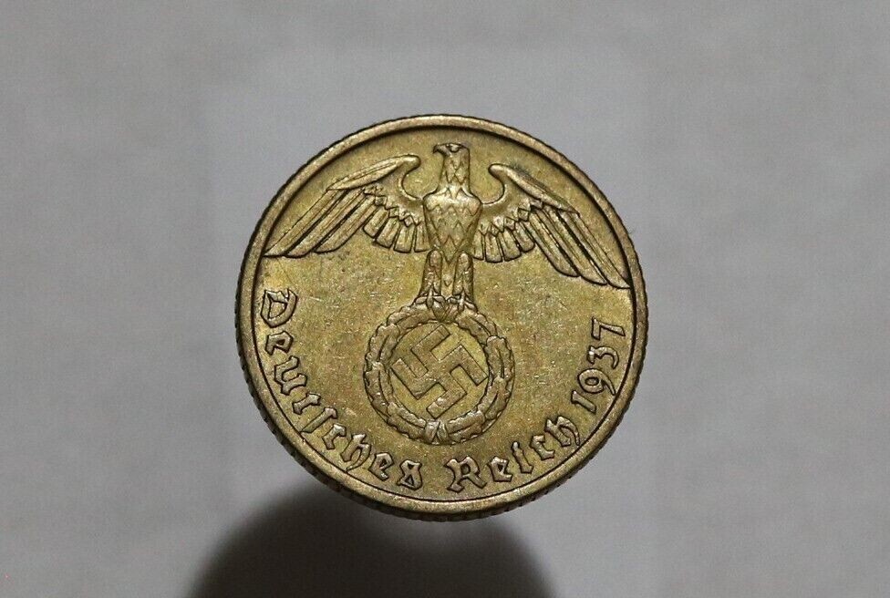 Third Reich Germany WW2-Era 10 Reichspfennig (Pfennig) Bronze Coin Genuine!!