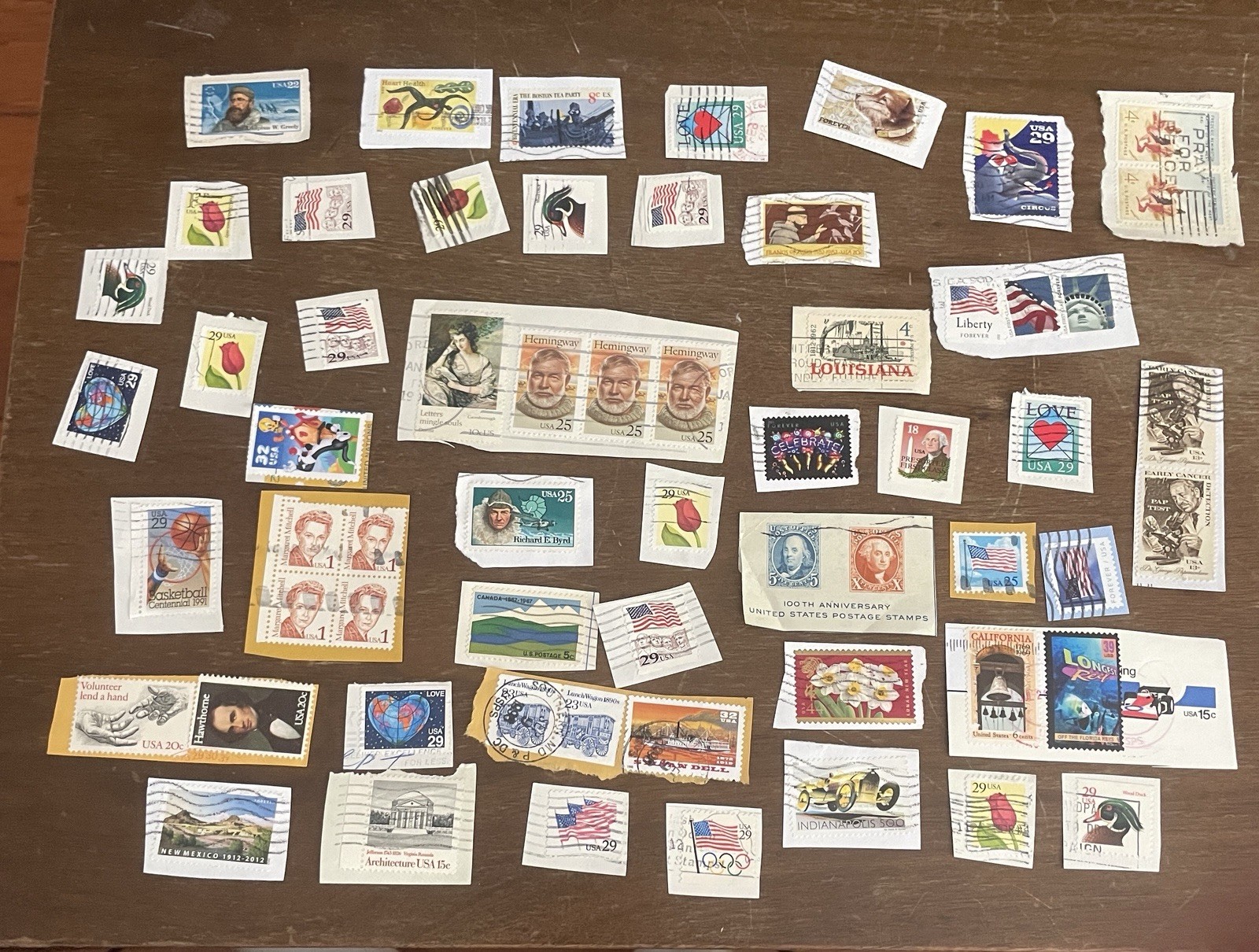 US Stamps Large Lot of More Modern Stamps On Piece