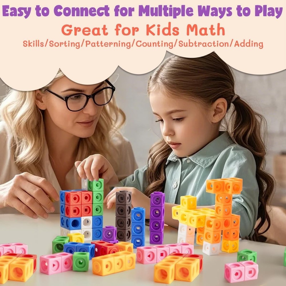 300pcs Math Linking Cubes Counting Blocks STEM Learning Manipulative Set