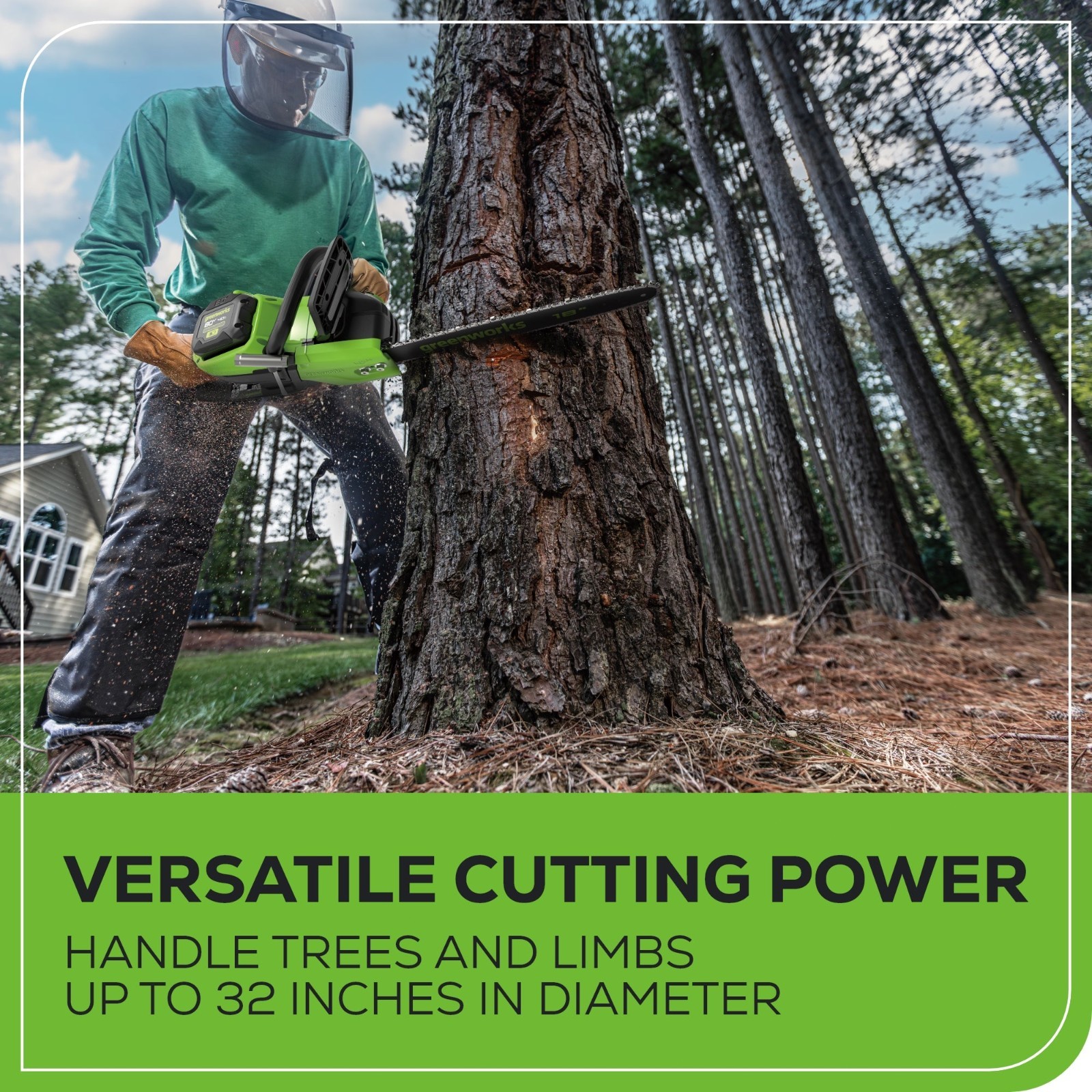 Greenworks 80V 18 inch Cordless Chainsaw 2500W with 4Ah Battery and 2A Charger