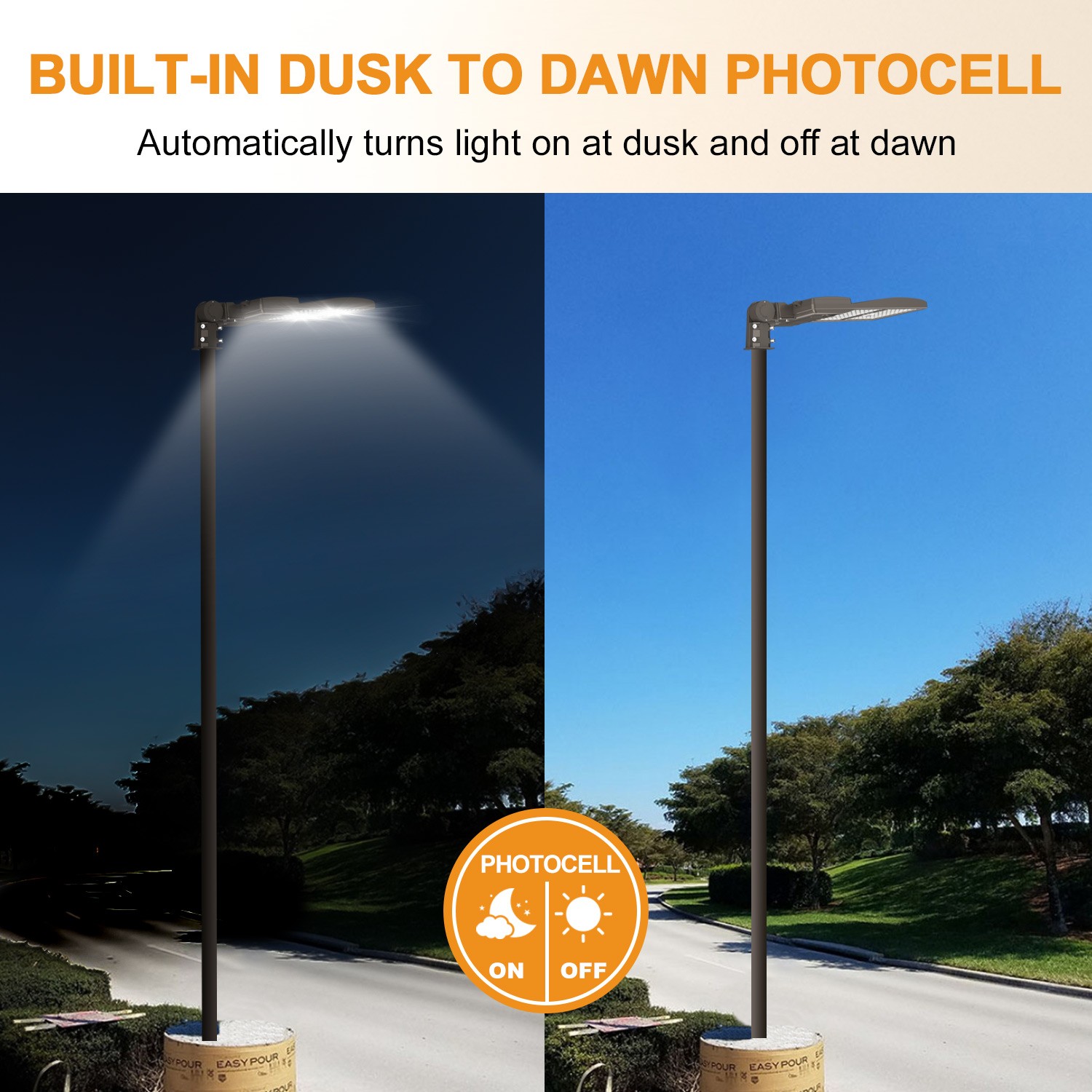 320W LED Parking Lot Light with Dusk-to-Dawn Photocell Commercial Street Lights