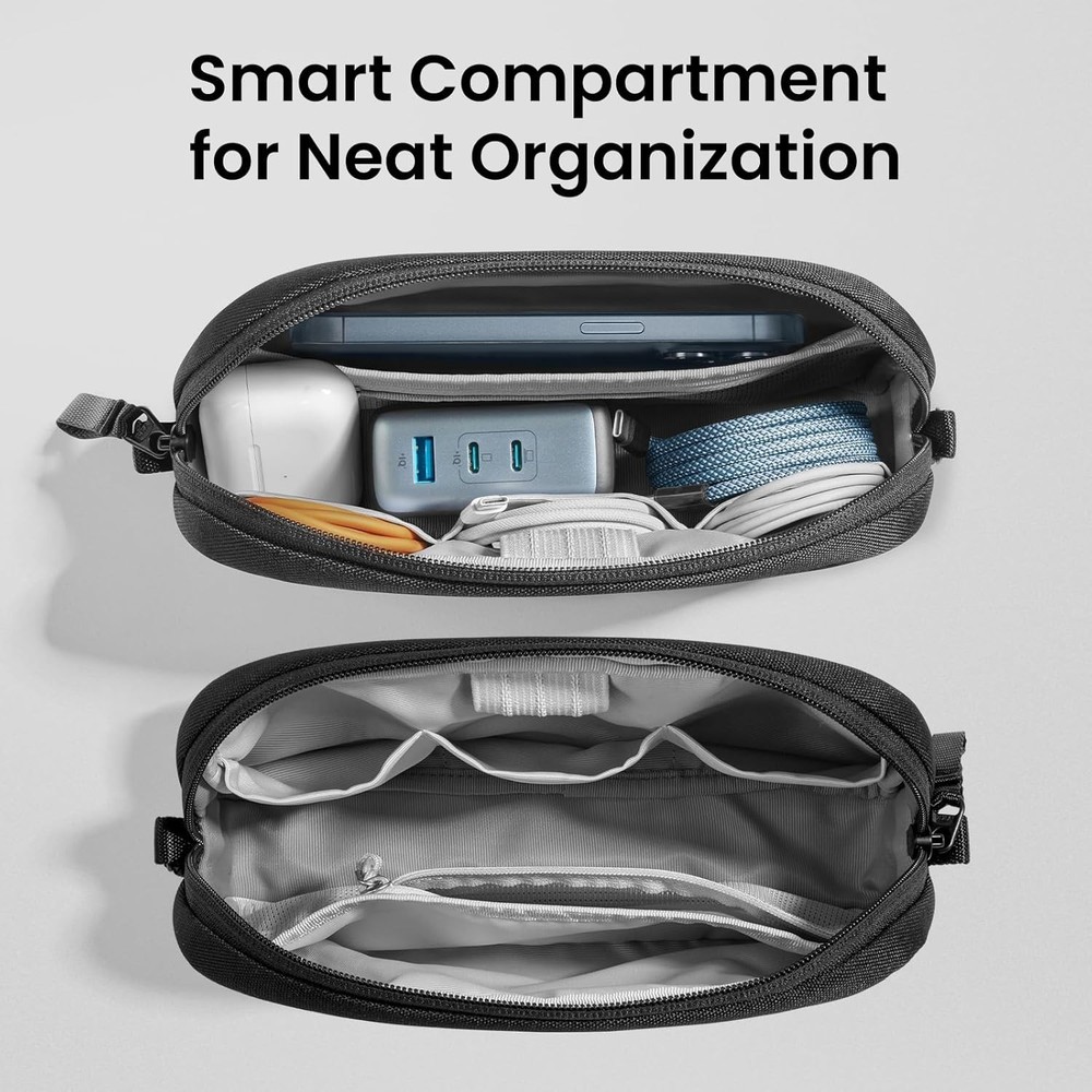 Small Portable Electronics Organizer - Compact Pouch for Travel Essentials