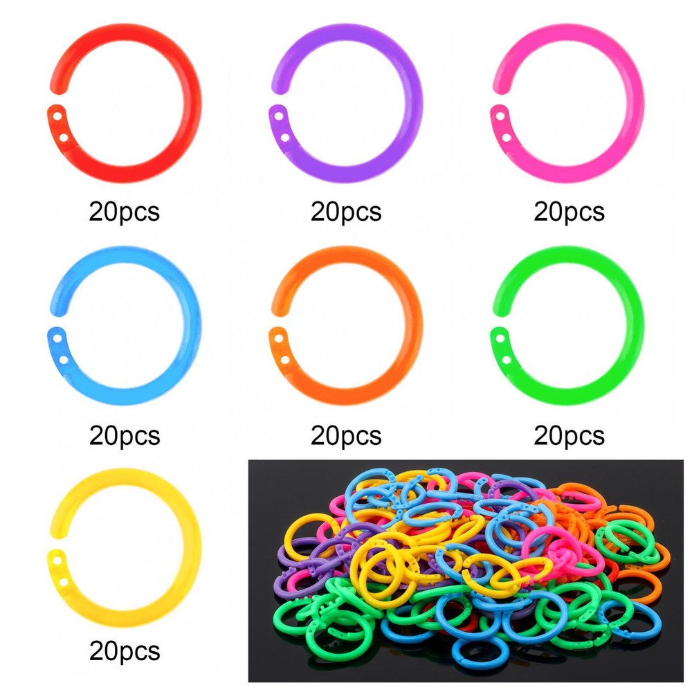 140pcs 20mm Plastic Binder Rings for Cards / Document Stack / Office Use