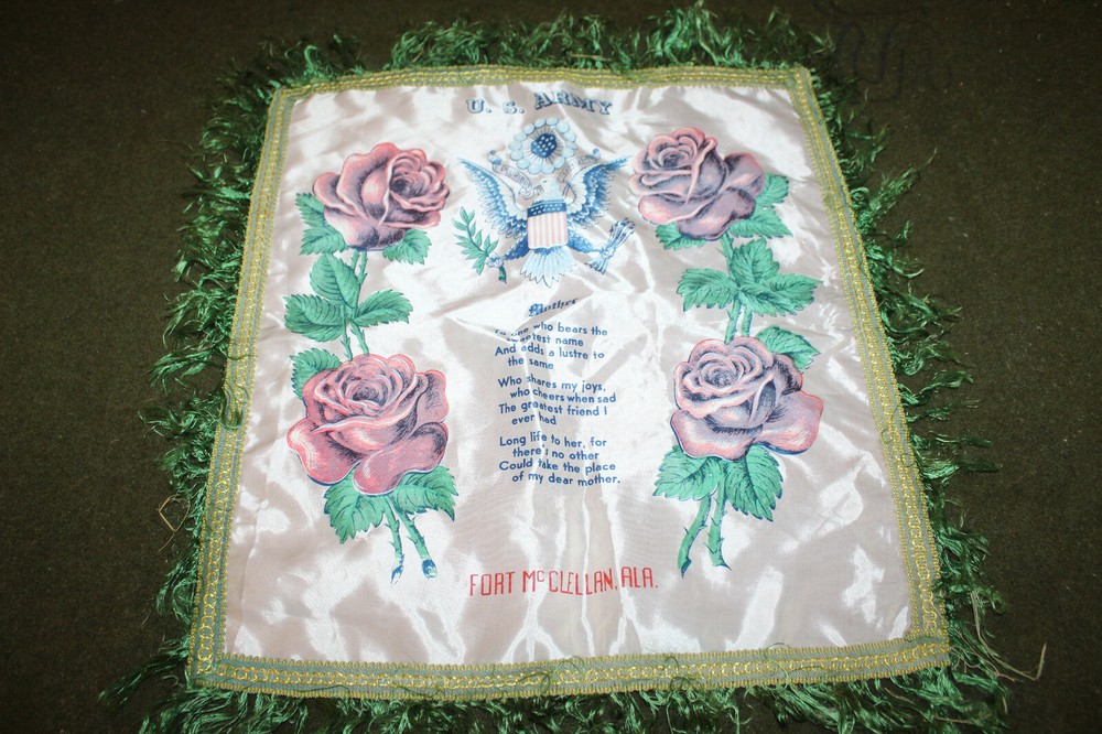 Original WW2 U.S. Army "Fort McClellan, ALA" "Mother" Pillow Cover